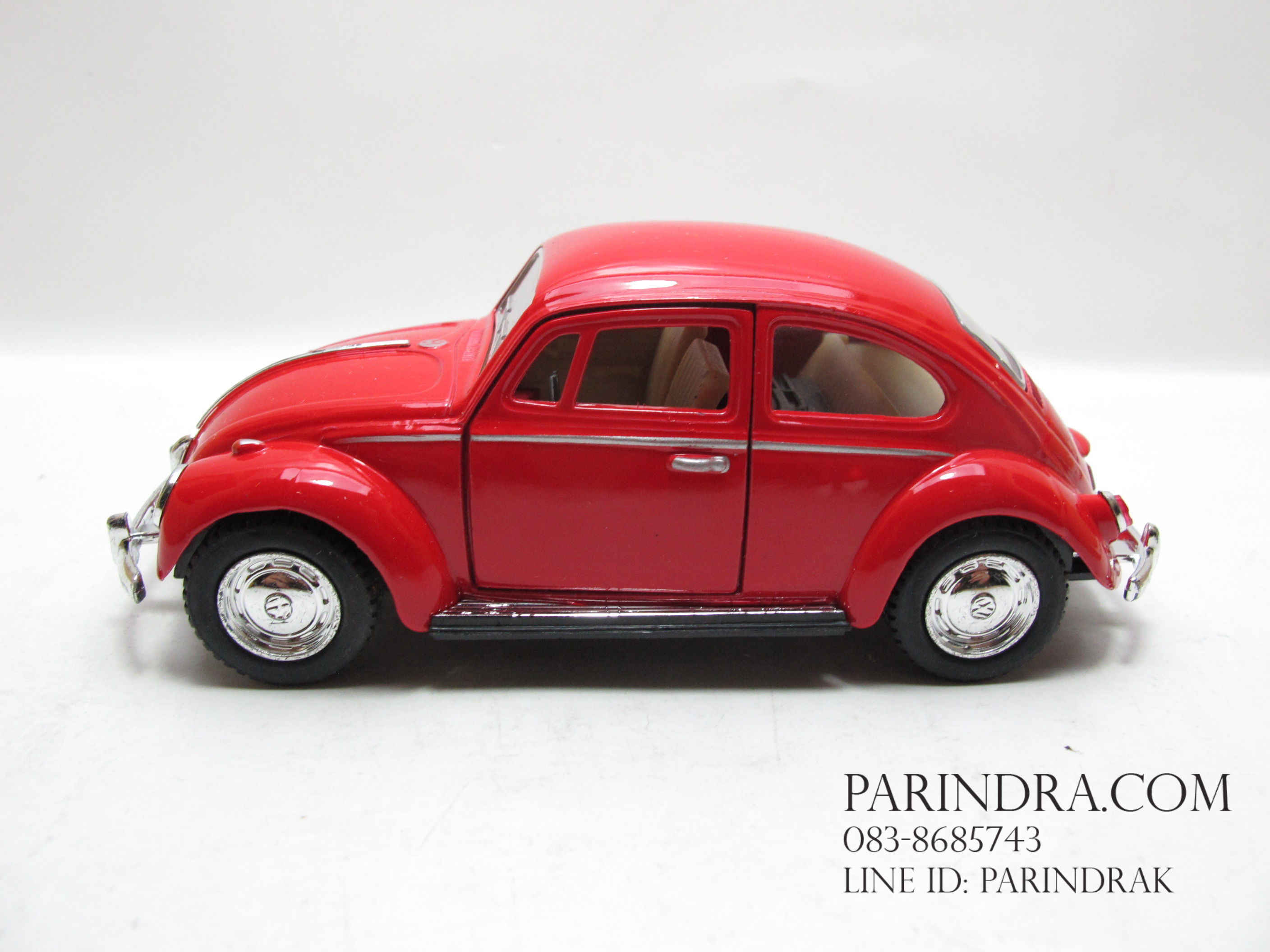 โมเดลรถเหล็กรถเต่า Volkswagen 1967 อัตราส่วน 1:32 สีแดงสด