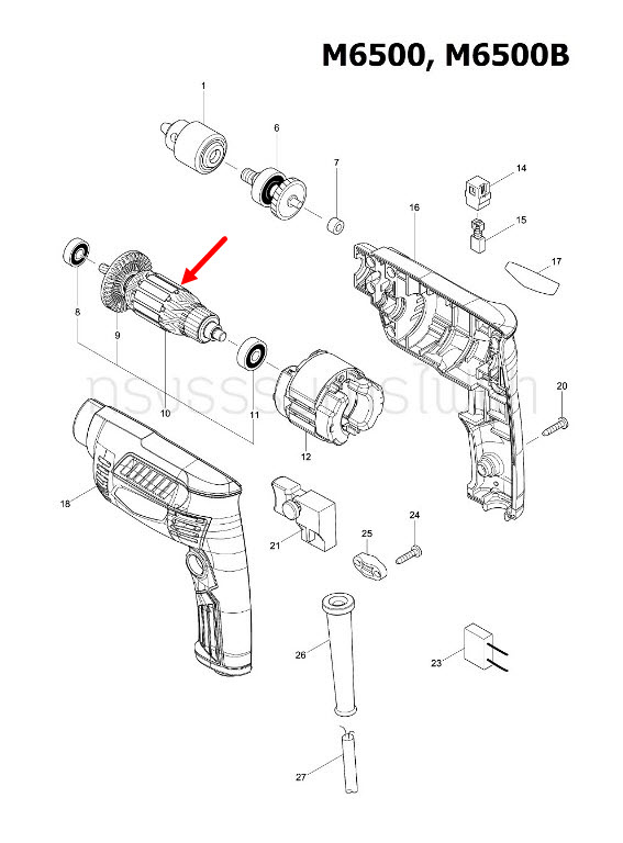 ทุ่น สว่าน Maktec มาคเทค, Makita มากีต้า MT652, M6500, M6500B (แท้) ##