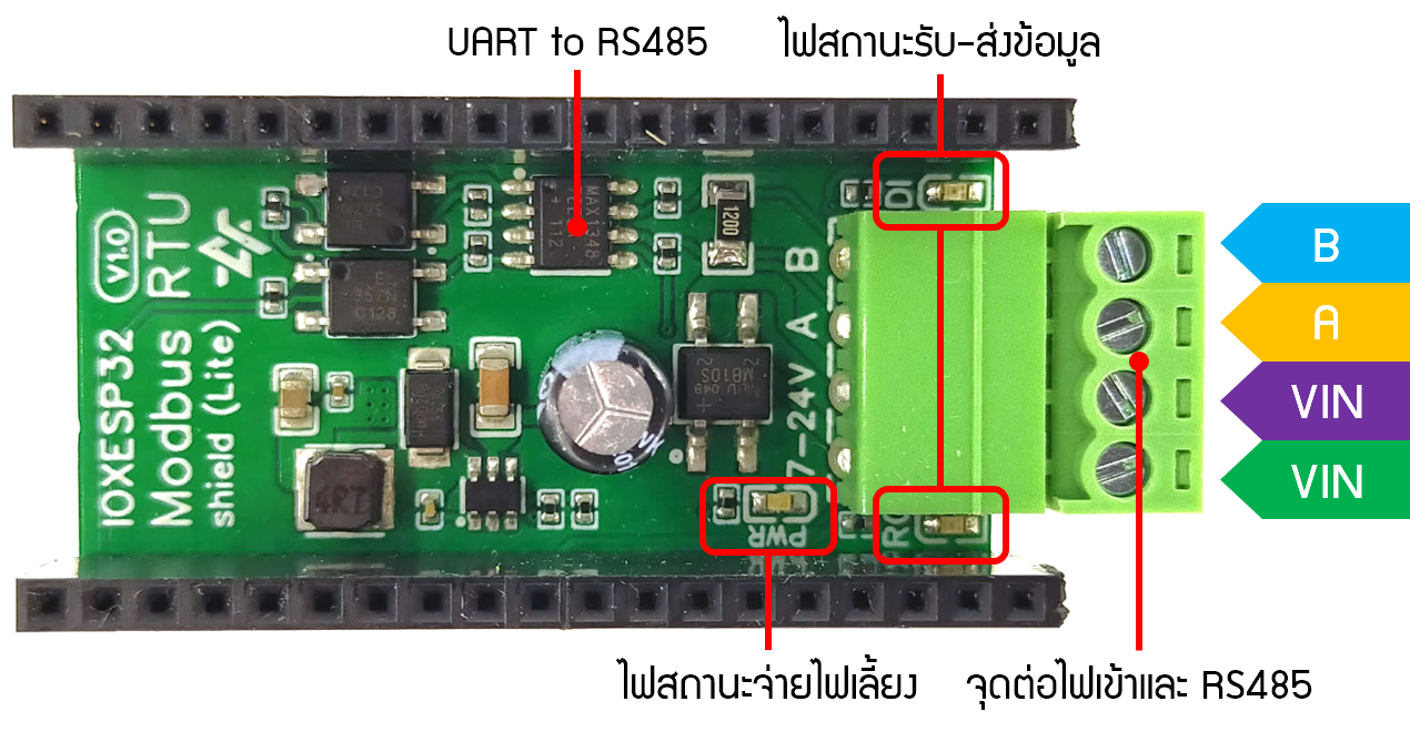 IOXESP32 Modbus RTU shield (Lite) โมดูลแปลง RS485 สำหรับบอร์ด ESP32 ...