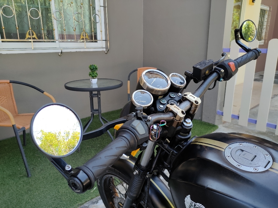 กระจกปลายแฮนด์ ทรงกลมมิเนียมทั้งชิ้น (ใส่ได้ทุกรุ่น) กระจกสีใสไม่หลอกตา+น็อต