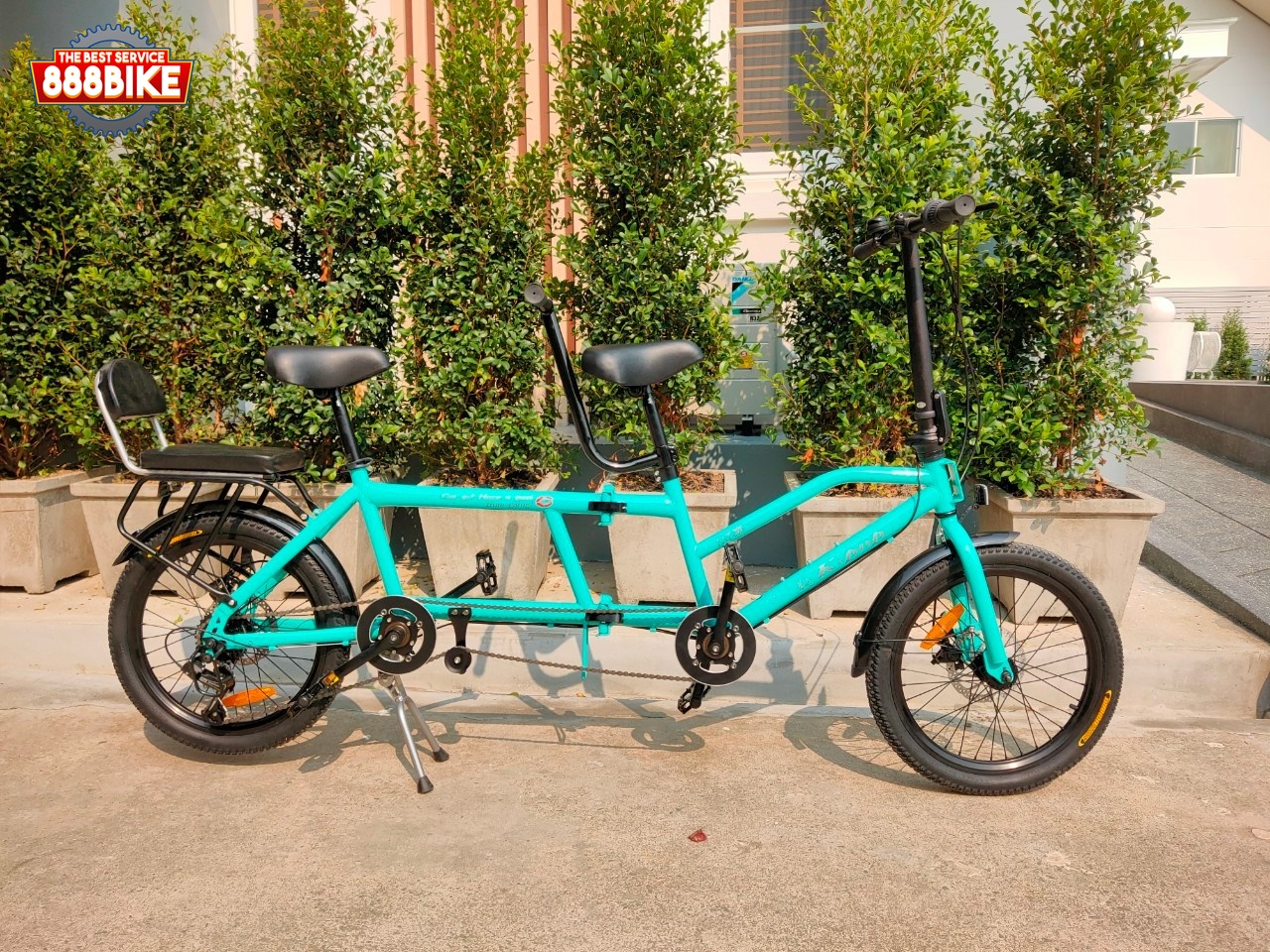 K-POP LG450 จักรยานสองตอน Tandem bicycle Double Folding Bike เกียร์ 8 สปีด พับได้ ล้อ 20นิ้ว เฟรมเหล็ก ปี 2023