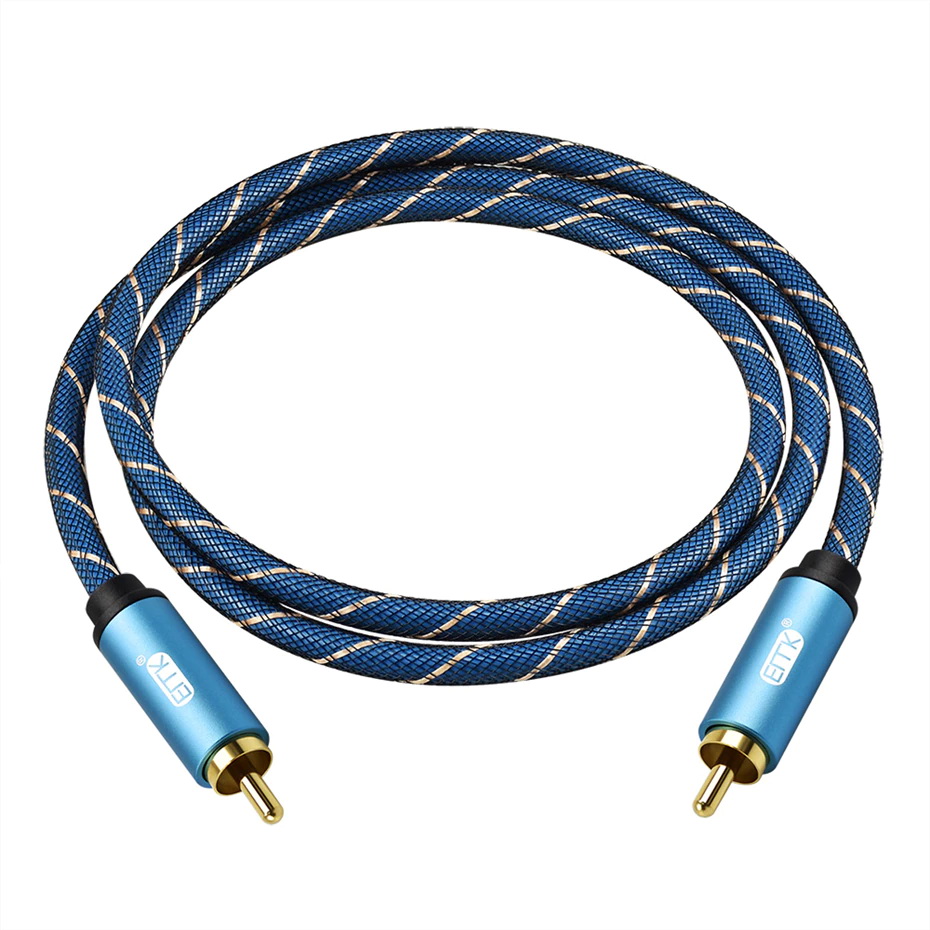 ขาย ERTK RCA to RCA สีฟ้า สาย RCA หุ้มฉนวน Nylon ถัก สำหรับเครื่องเสียง