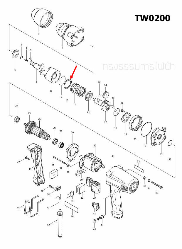 TW0200 [#10] FALT WASHER 32 บล็อคไฟฟ้า Makita มากีต้า (แท้) ##