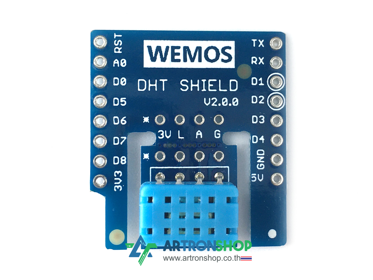 DHT Shield V2.0.0 for WeMos D1 mini โมดูลเสริมเซ็นเซอร์วัดอุณหภูมิและความชื้นสำหรับ WeMos D1 Mini