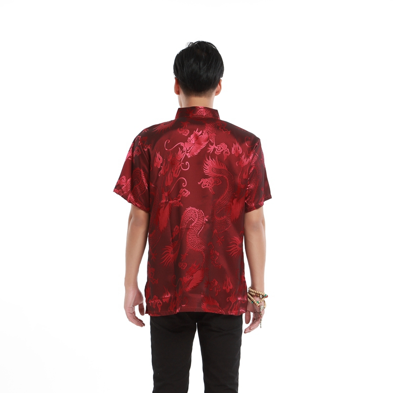 Pre-order ชุดจีน เสื้อจีนชาย แขนสั้น สีแดง