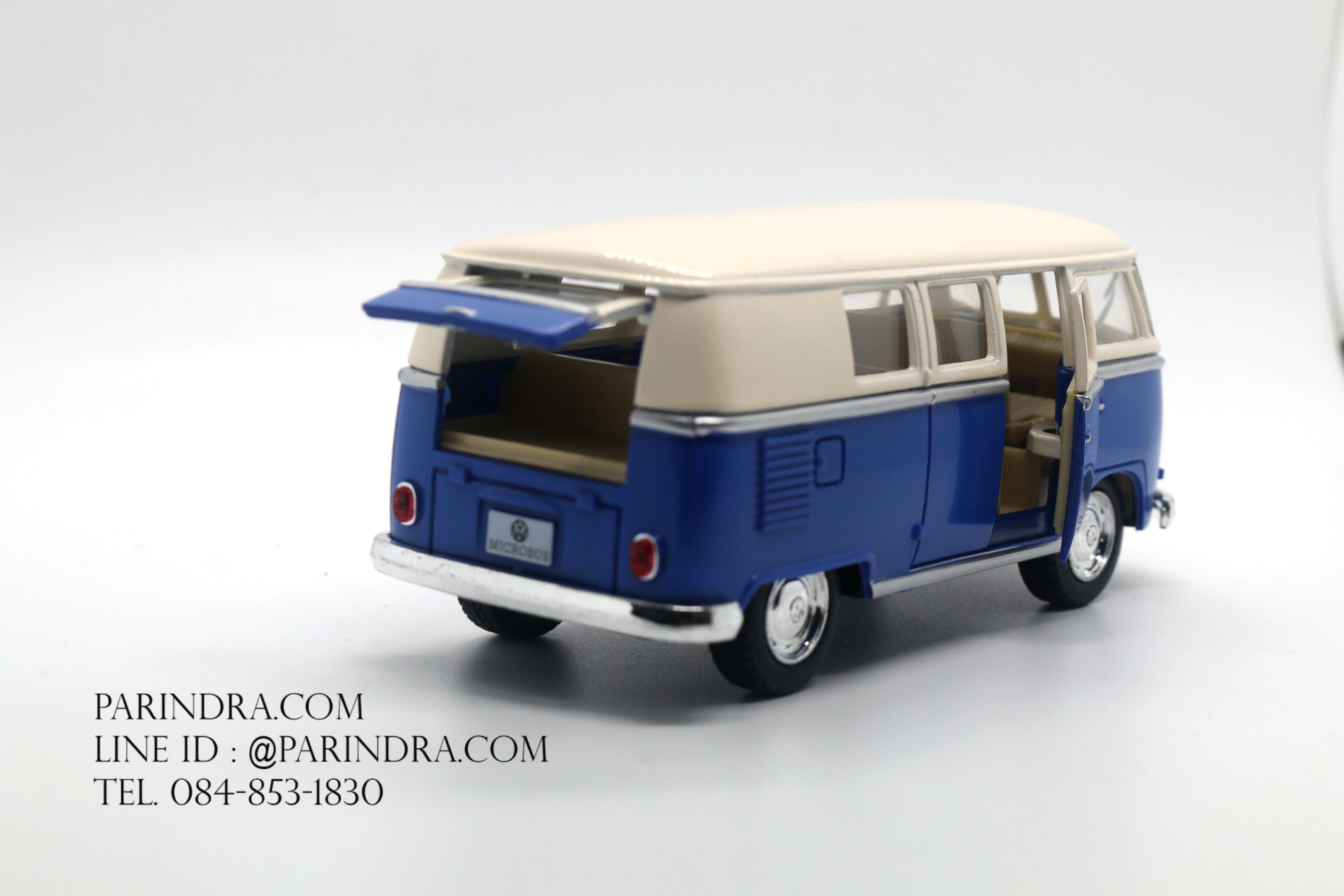 โมเดลรถเหล็ก รถตู้โฟล์ค รถเต่า Volksawagen Classical bus 1962 สีน้ำเงิน