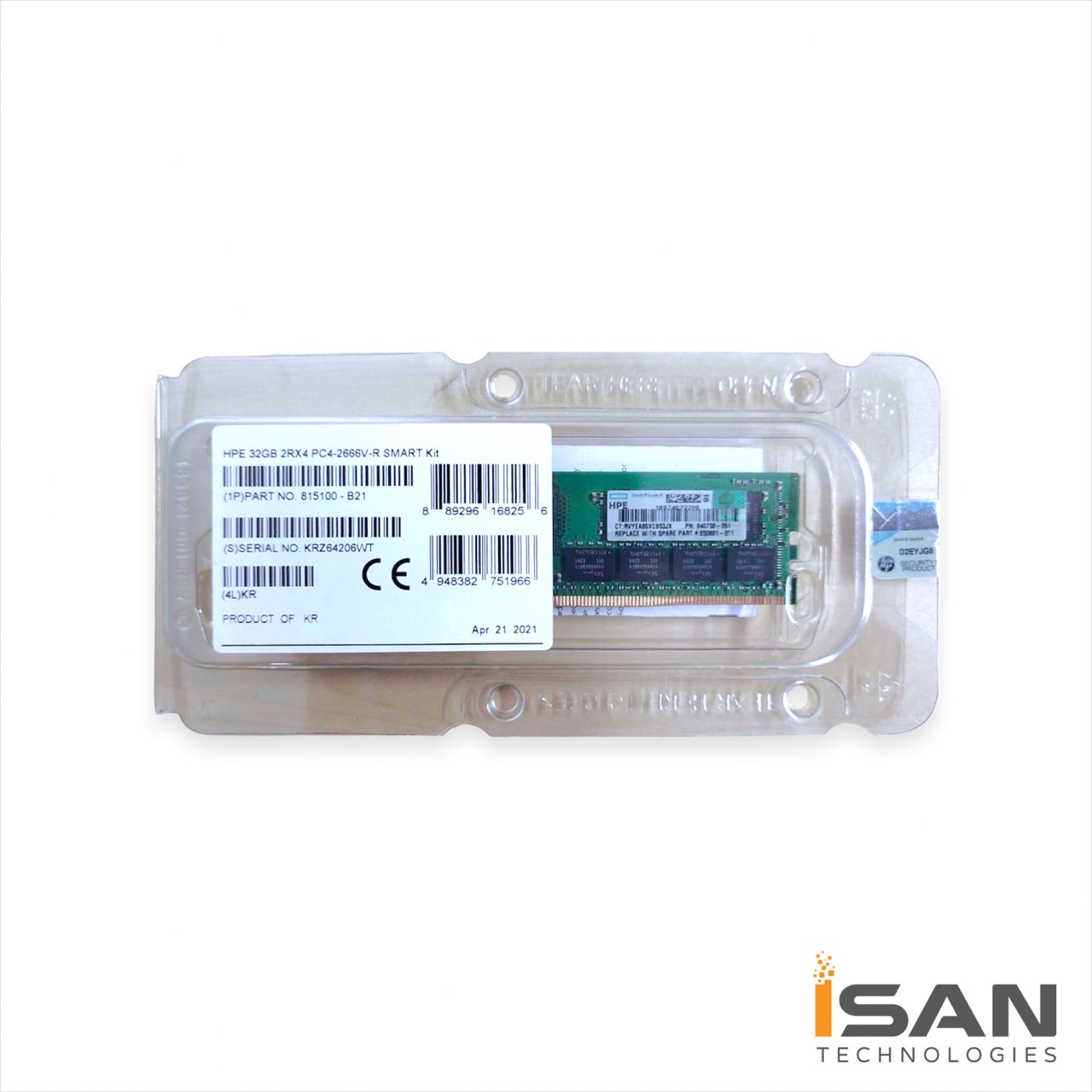 815100-B21, 850881-001, 840758-091 HPE 32GB (1x32GB) Dual Rank x4 DDR4-2666 CAS-19-19-19 Registered Smart Memory Kit