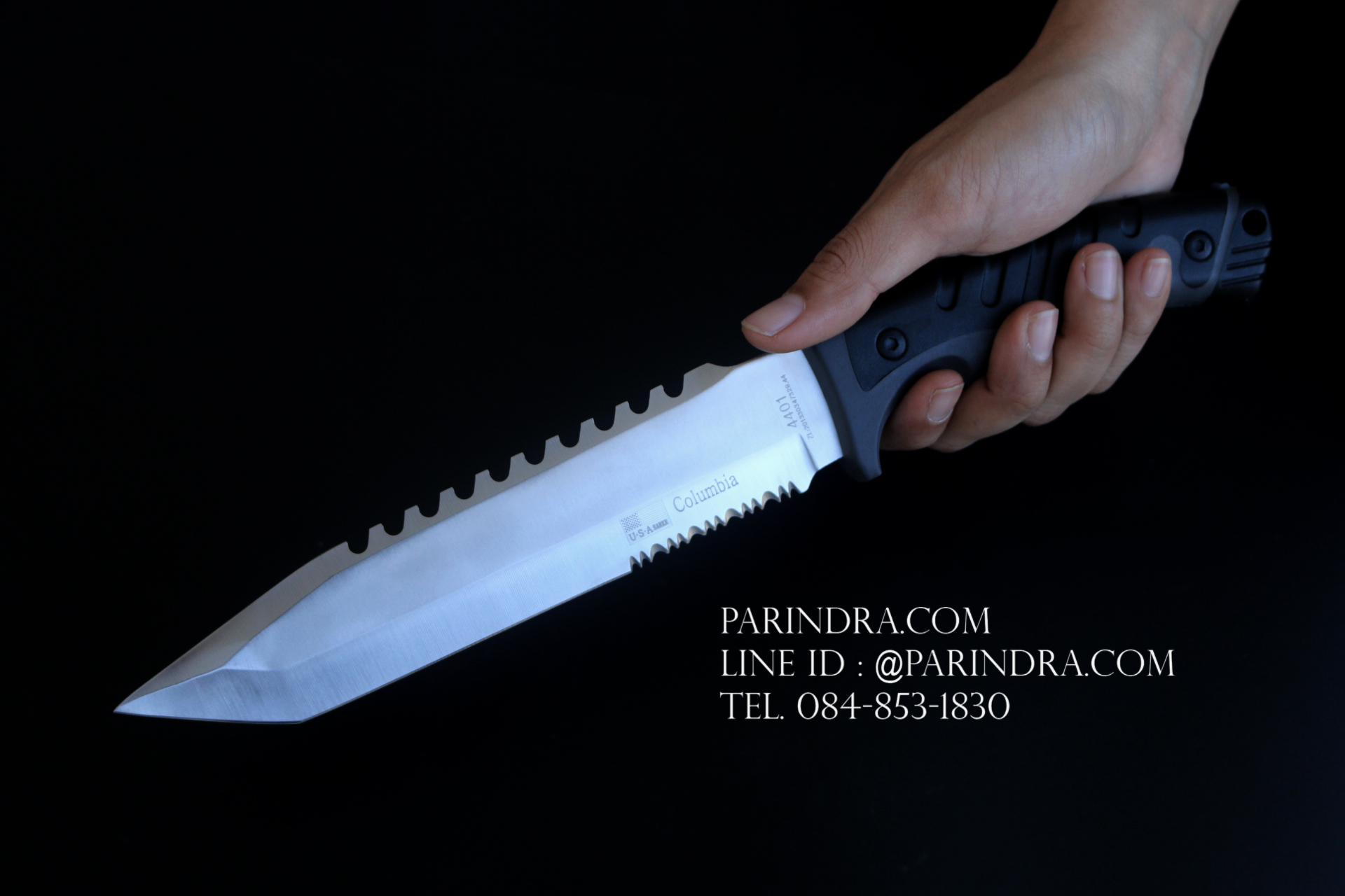 มีดใบตาย Columbia Recon สีดำ รุ่น 4401A รุ่นมี Serrated หรือ ใบเลื่อย ใบเงิน