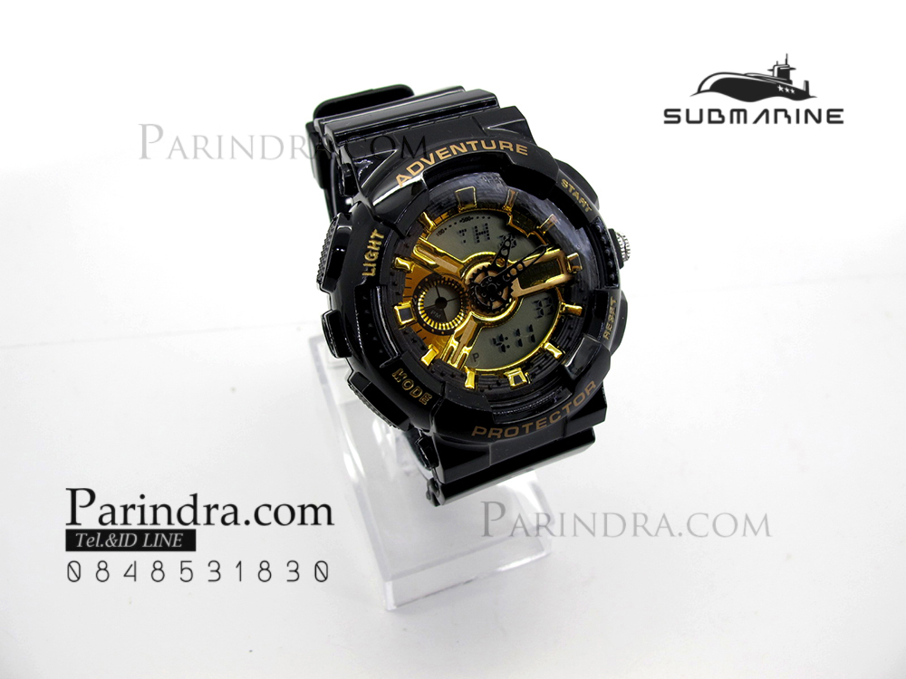 นาฬิกา US submarine Adventure Protector รุ่น TP3163M สีดำ-ทอง พื้นหลังเทา