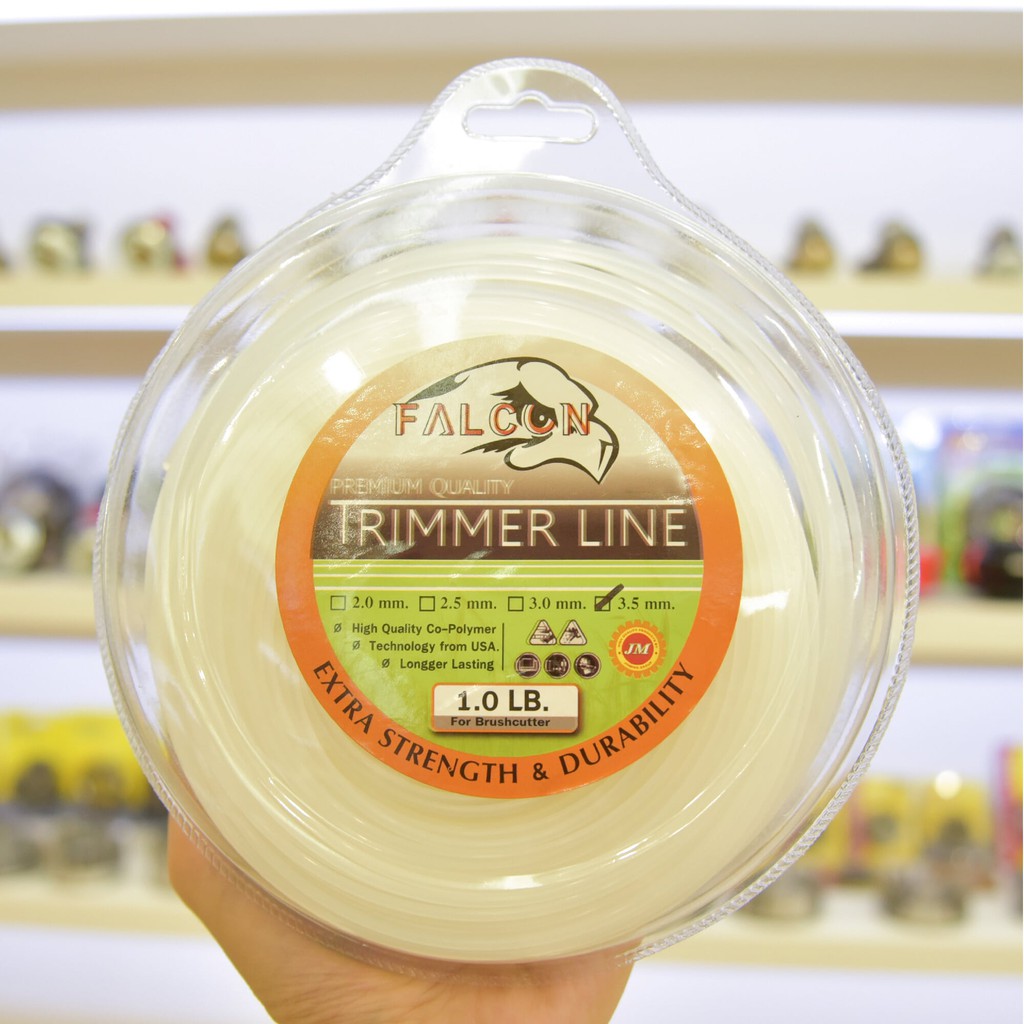 เอ็นตัดหญ้า เหนียวพิเศษ Falcon ขนาด 3.0มม. // 1.0 ปอนด์ เหลี่ยมเหลือง เหลี่ยมขาว กลมขาว