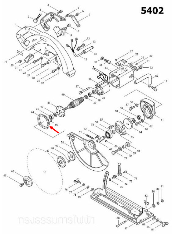 BAFFLE PLATE เลื่อยวงเดือน Makita 5402 [#44] Pn.343160-8 (แท้) ##