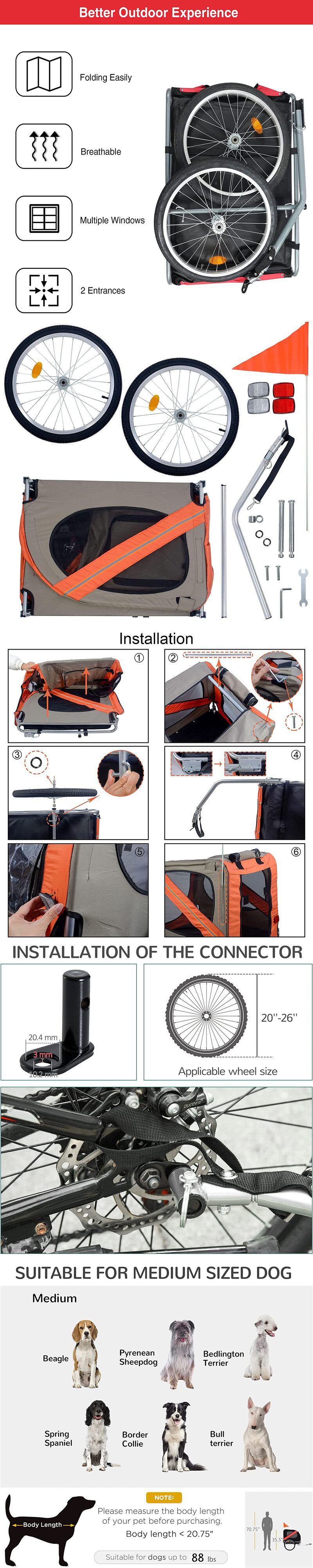 รถพ่วงจักรยาน HONLONE Foldable Dog Pet Bicycle Cycle Cargo Trailer, ABBT-3156
