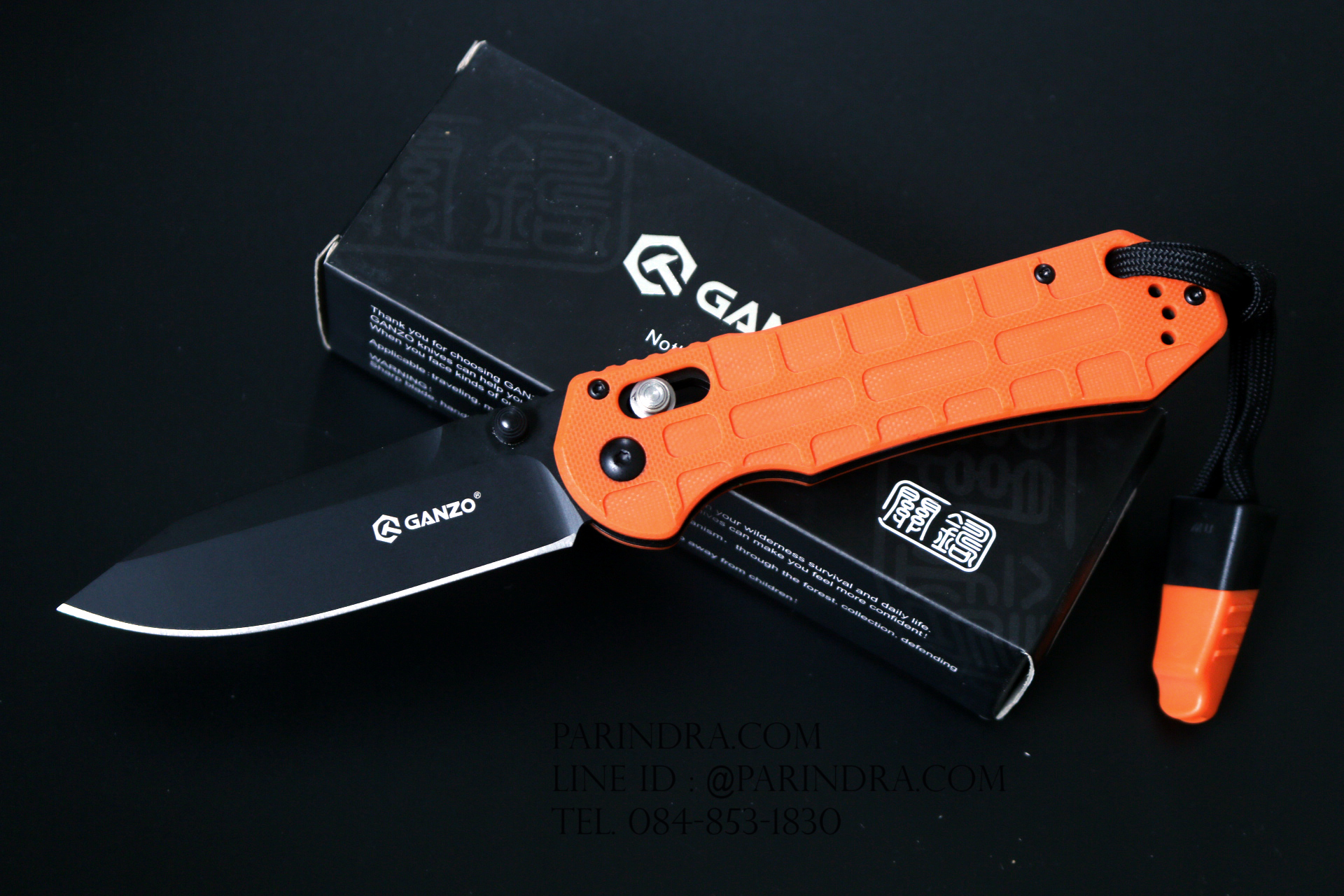 มีดพับ Ganzo กานโซ่ รุ่น Ganzo G7453P-OR-WS ใบดำด้ามเขียว ของแท้ 100%