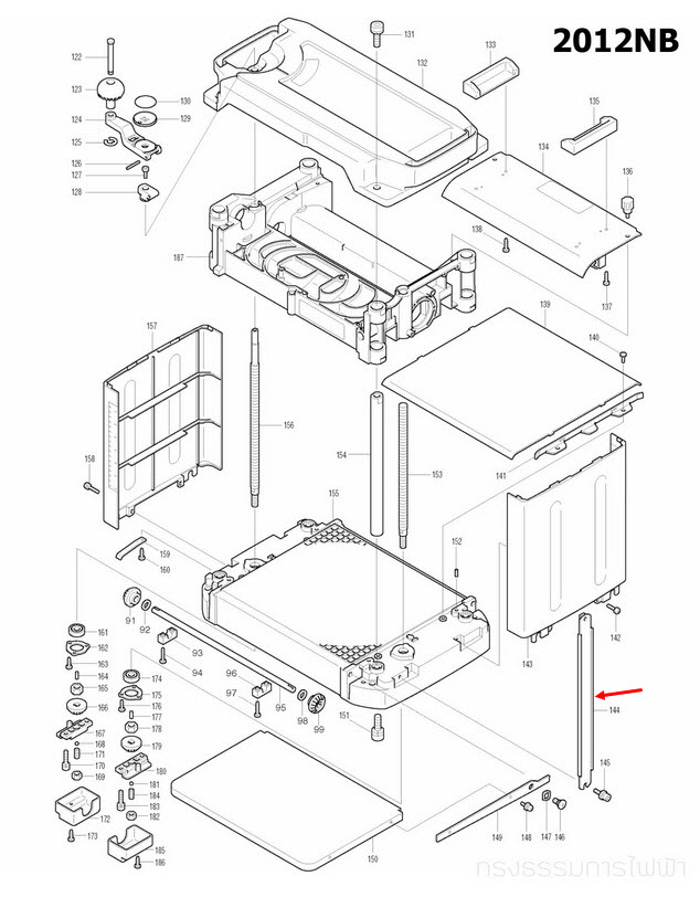 SIDE BEAM แท่นไสไม้ Makita มากีต้า 2012NB [#144] Pn.344820-5 (แท้) ##