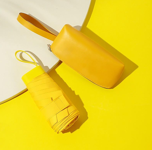 ร่มพับมินิ 5 ตอน 19 นิ้ว 6 ก้าน พร้อมกระเป๋าหนัง PU หูหิ้ว