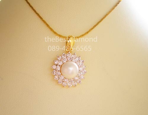 BP412+++จี้เพชร Diamond Pearl+++จี้เพชรcz ผสม มุกน้ำจืดแท้สุดหรู ดูผู้ดีม๊ากมาก Intrend แบบออกมาจากร้านจิวฯ เลยค่ะ คนรักมุกไม่ควรพลาด