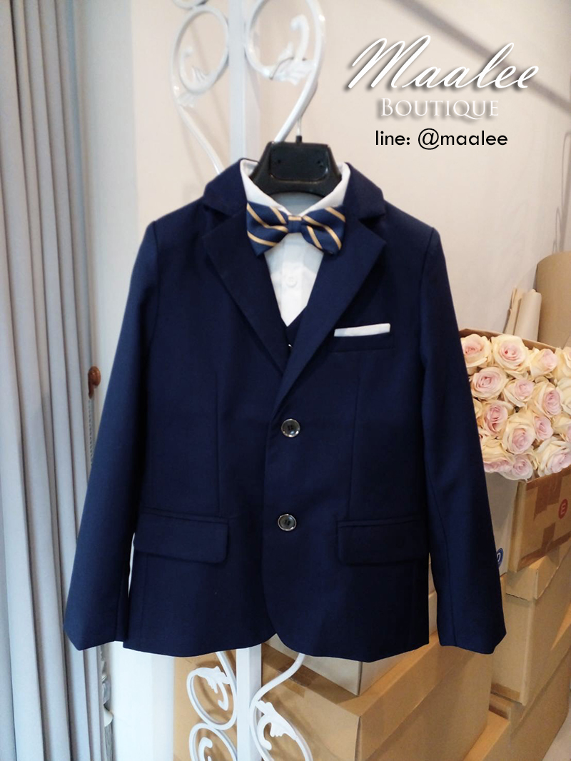 พร้อมเช่า ชุดสูทเด็กชาย สีกรมท่า 2 กระดุม **พร้อมเช่าไซส์ 90,100, 110,120,130,140, 150,160 ,170**