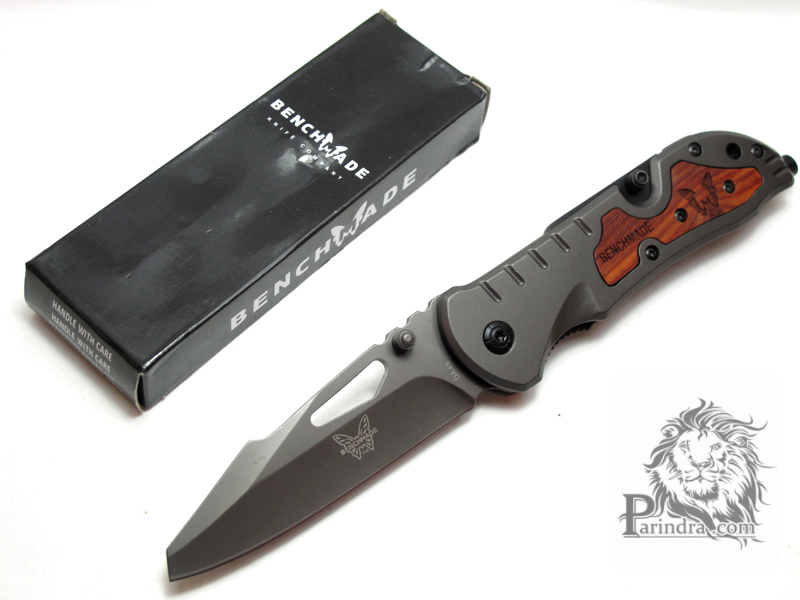 มีดพับ Benchmade สี Titanium gray ด้ามฝังไม้ รุ่น DA49 (OEM)