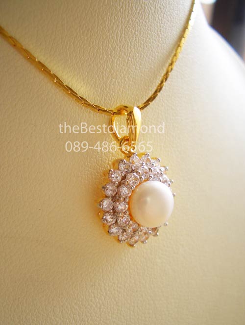BP412+++จี้เพชร Diamond Pearl+++จี้เพชรcz ผสม มุกน้ำจืดแท้สุดหรู ดูผู้ดีม๊ากมาก Intrend แบบออกมาจากร้านจิวฯ เลยค่ะ คนรักมุกไม่ควรพลาด