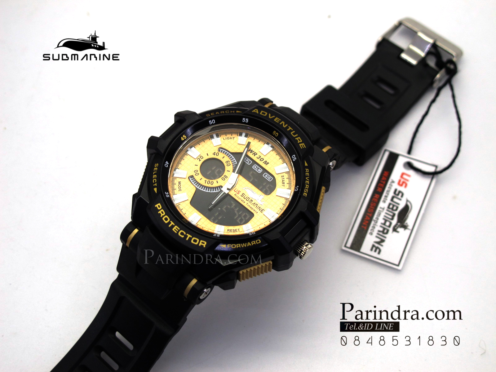 นาฬิกาข้อมือ US submarine Protector รุ่น TP3135M สีดำตัดทอง