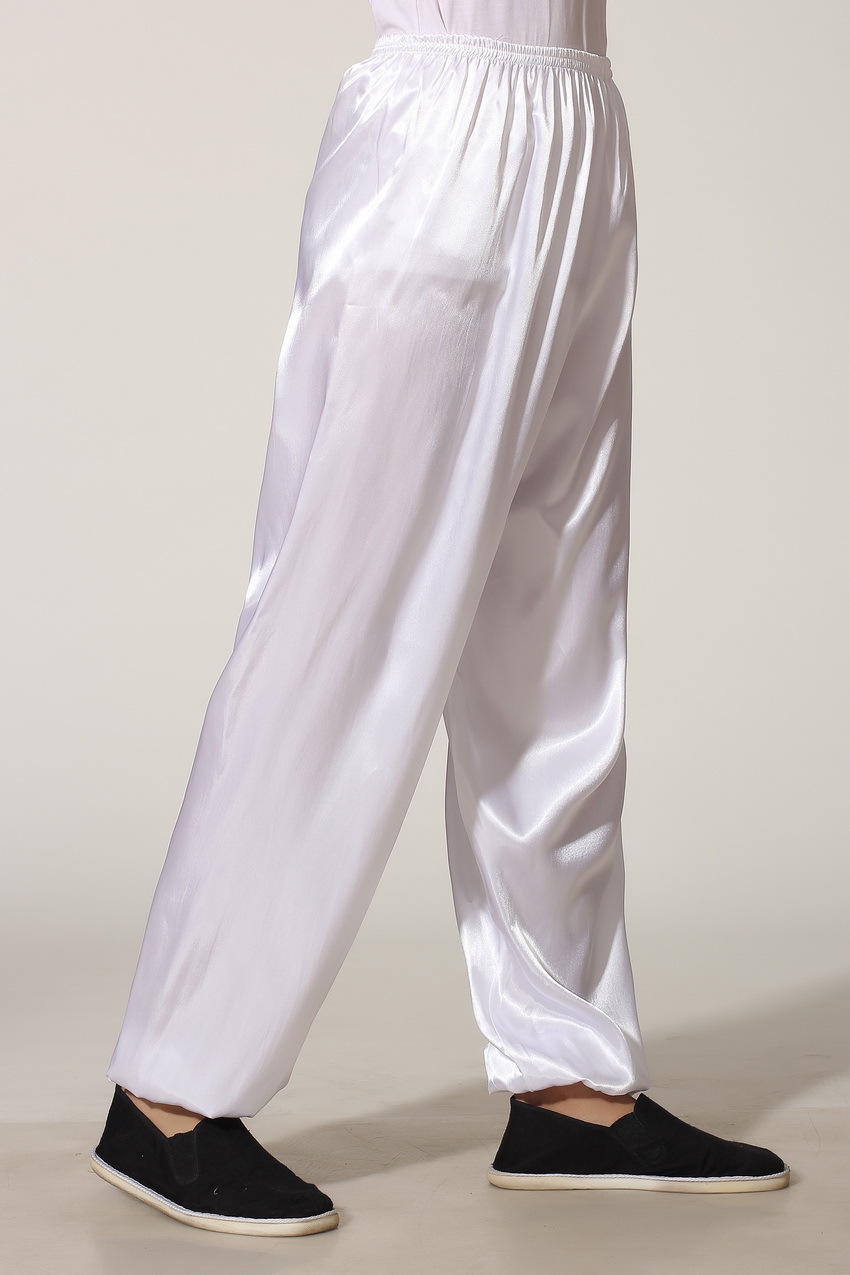 Preorder ชุดจีนชาย แขนยาวผ้าแพร สีขาว ขาจั๊ม