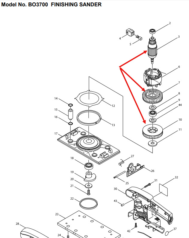 ทุ่น เครื่องขัดกระดาษทราย Makita-มากีต้า BO3700 (แท้) ##