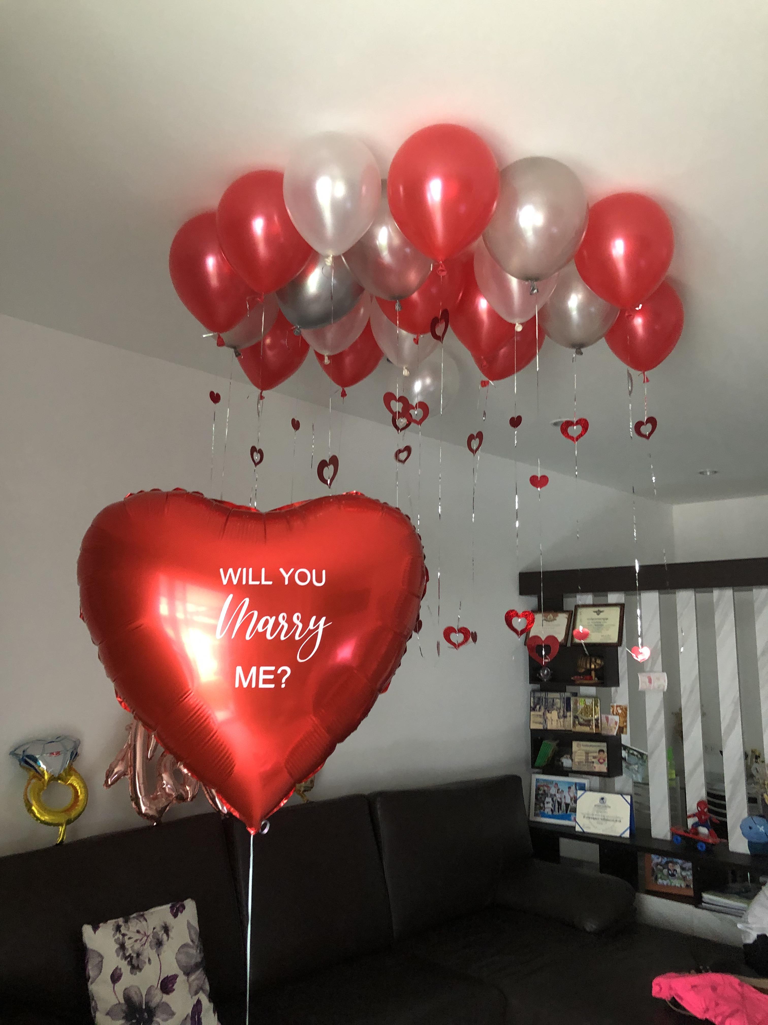 Happy Valentine Day ฟอยล์หัวใจ 18" สีแดง พร้อมตกแต่ง ลูกโป่งลอยฝ้า,ฟอยล์ตกแต่ง สามารถเปลี่ยนสี/ฟอยล์ได้