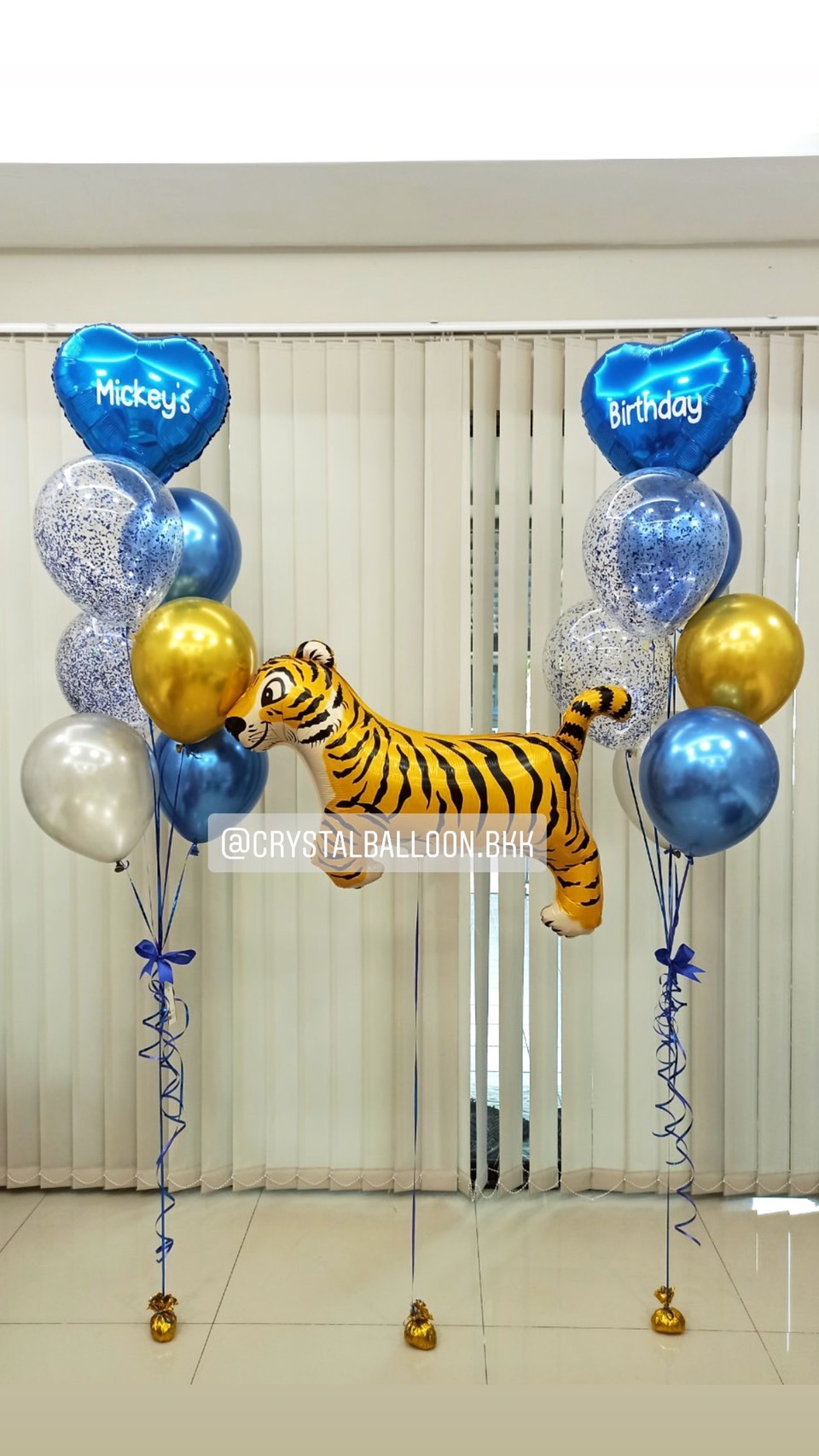 ลูกโป่ง วันเกิดเด็ก ช่อลูกโป่งฟอยล์หัวใจ 18" Theme สีน้ำเงิน พร้อมตกแต่ง ฟอยล์เสือใหญ่ 1 ชิ้น สามารถเปลี่ยนสีลูกโป่ง/เปลี่ยนข้อความ/เปลี่ยนสี-ฟอยล์ตกแต่งได้