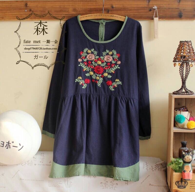 เสื้อผ้าฝ้ายนุ่มปักลาย