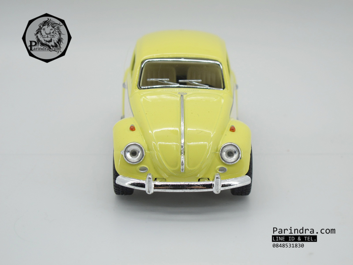 โมเดลรถเหล็กรถเต่า Volkswagen 1967 อัตราส่วน 1:32 สีเหลืองอ่อน ประตูขาว