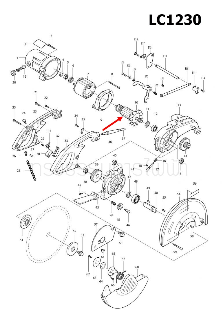ทุ่น เลื่อยตัดโลหะ Makita มากีต้า LC1200, LC1230 (แท้) ##