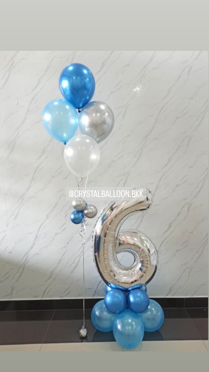 ลูกโป่ง วันเกิดเด็ก ช่อลูกโป่ง 4 ลูก 1 ช่อ พร้อม ฟอยล์ตัวเลข ขนาด 40" ตั้งฐาน 1 ชิ้น พร้อมตกแต่ง สามารถเปลี่ยนสีลูกโป่ง/เปลี่ยนสี-ฟอยล์ตัวเลขได้