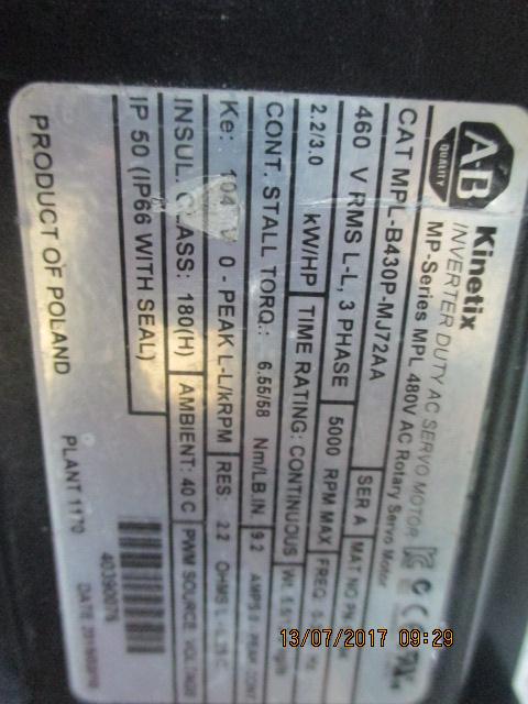 SERVO MOTOR “ ALLEN-BRADLEY ” รุ่น MPL-B430P-MJ72AA