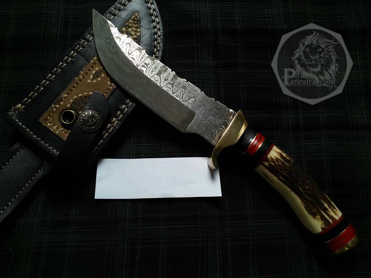 มีดดามัสกัส (Damascus) ด้ามเขากวาง ขนาด 9.4 นิ้ว 512 Layer นำเข้าจาก ปากีสถาน DPK001