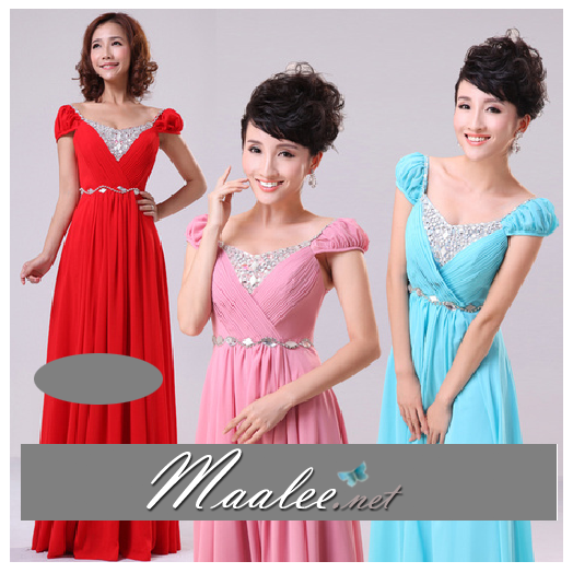 พร้อมส่ง ชุดราตรียาว สีขาว มีแขน แบบเปรี้ยวอมหวาน ปักเลื่อมช่วงคอ หลังผ่าตัววี