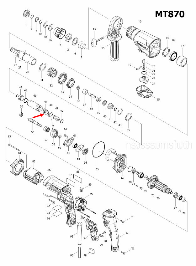 GUIDE PLATE สว่านโรตารี่ Maktec มาคเทค, Makita มากีต้า MT870, MT871, M8701, M8701B [#47] Pn.346036-8 (แท้) ##(*)
