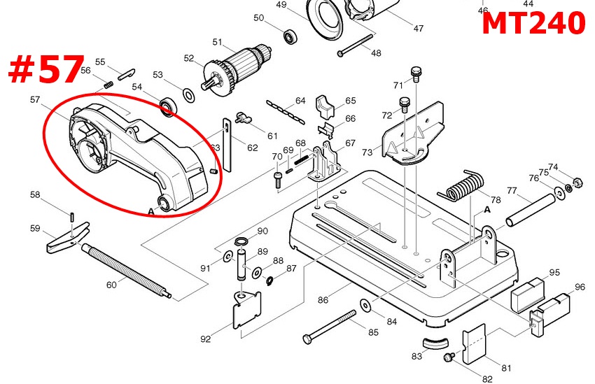 ชุดเสื้อเฟือง Maktec MT240, MT241 [#57] Pn.153600-6 (แท้) ##