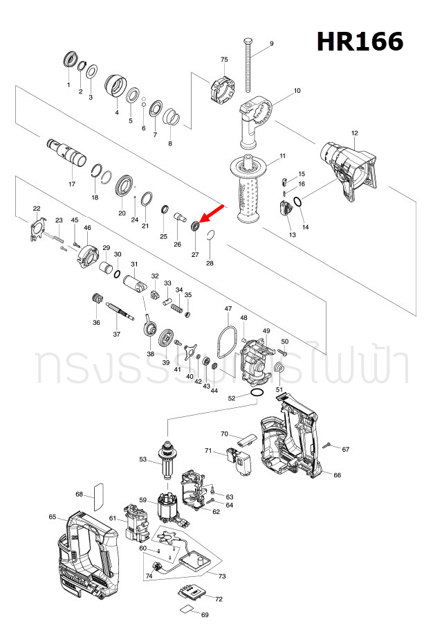 แหวน สว่านโรตารี่ Makita มากีต้า HR166, HR166D [#27] Pn.326842-7 (แท้) ##