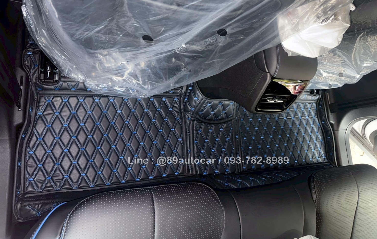 พรมรถยนต์ Jaecoo J5 EV ปูพรมVVIP ด้ายคู่ สีดำด้ายน้ำเงิน เต็มคัน