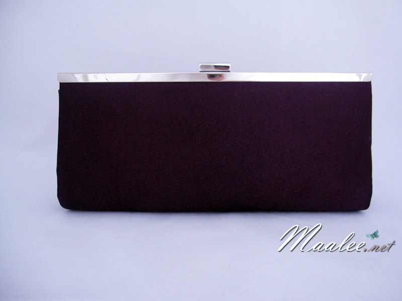 พร้อมส่ง Evening Clutch กระเป๋าออกงาน สีม่วง ปักมุกลายโค้ง งานสวยละเอียด