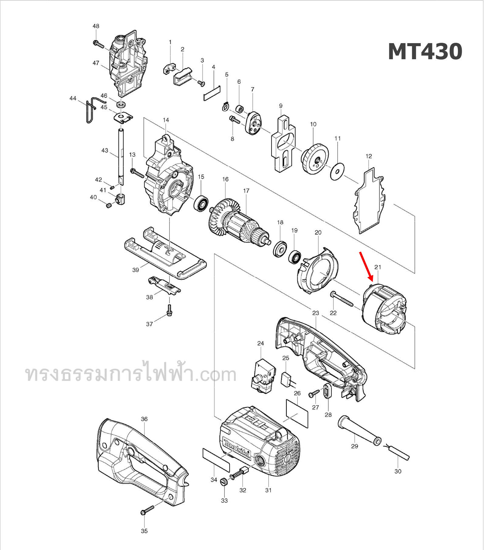 ฟิลคอยล์ จิ๊กซอว์ Maktec-Makita MT430, M4302, M4302B [#21] (แท้) ##