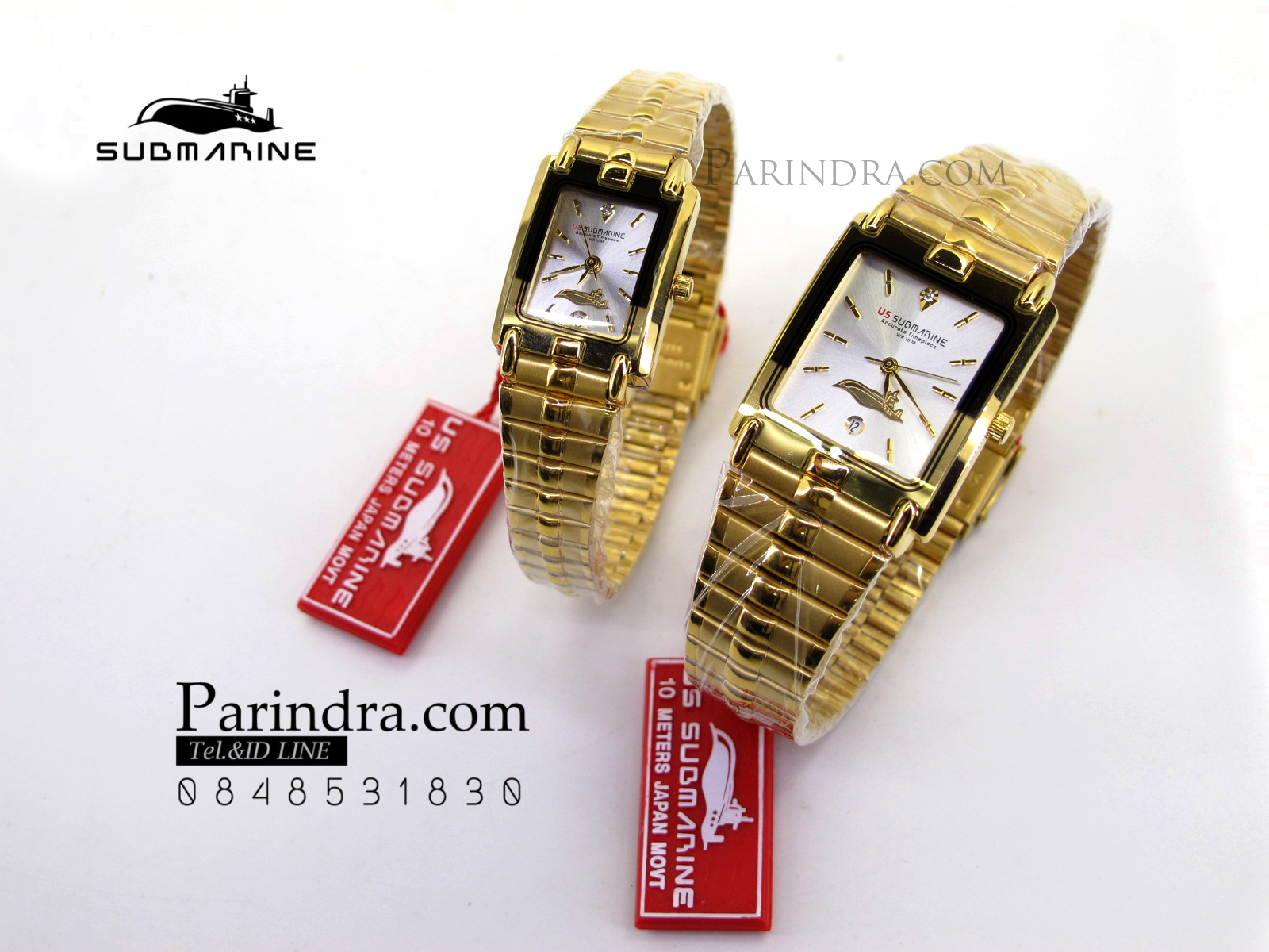 นาฬิกา U.S. submarine รุ่น SUB1014L เรือนเล็ก สายสแตนเลสสีทองหน้าเงิน
