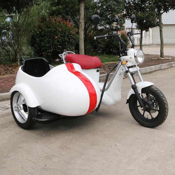 Racceway Retro Sidecar 2025 – สกู๊ตเตอร์ไฟฟ้าสามล้อสมรรถนะสูง 2000W พร้อมซุ้มข้าง | มีใบรับรอง EEC & COC