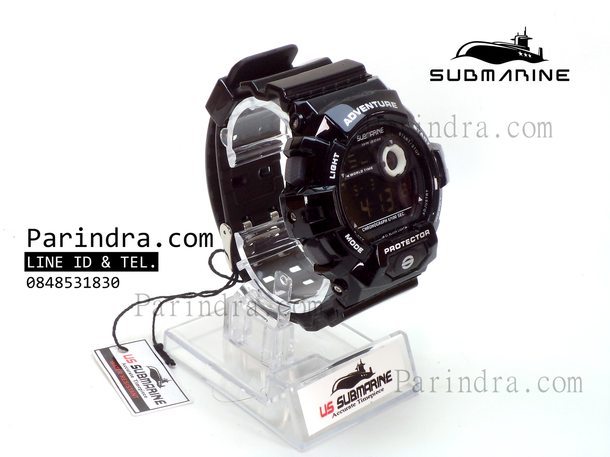 นาฬิกา US submarine TP1329M สีดำล้วน ระบบดิจิตอล สายซิลิโคนผิวมัน