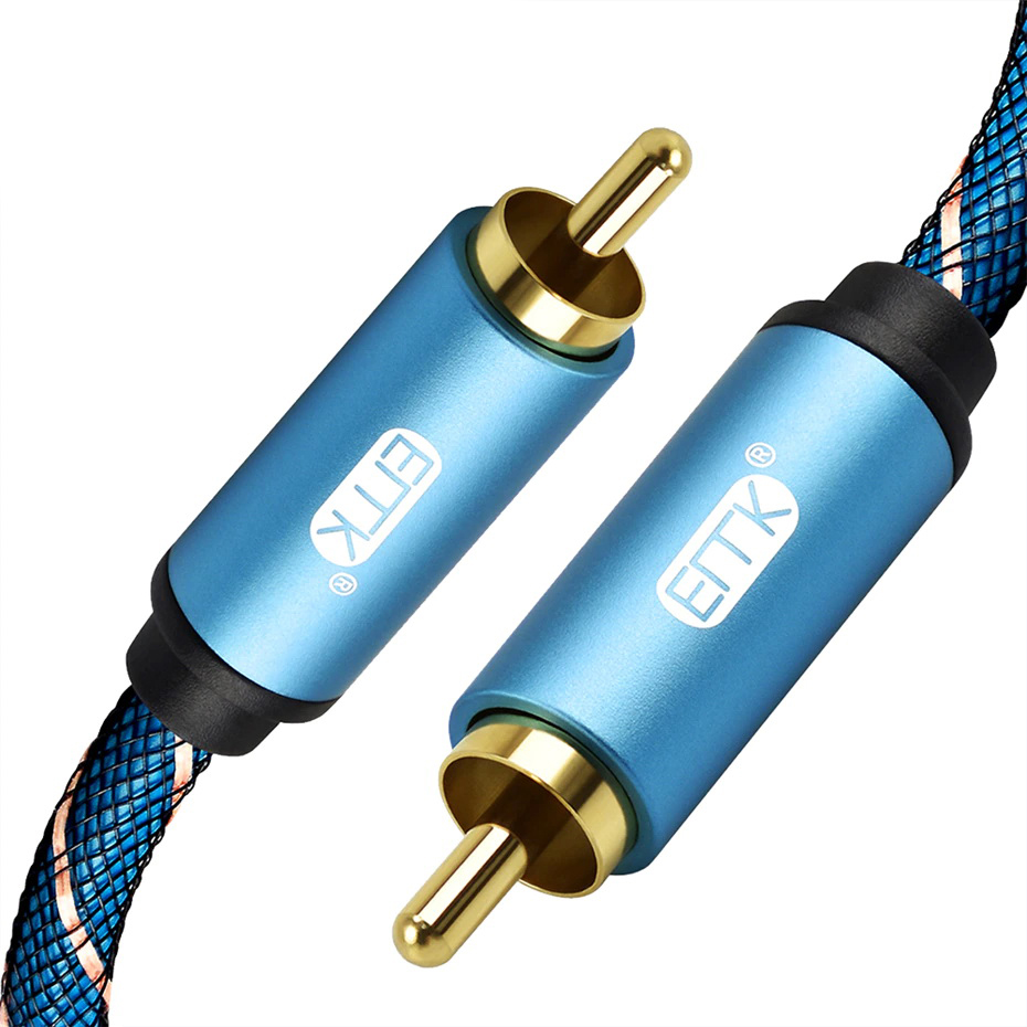 ขาย ERTK RCA to RCA สีฟ้า สาย RCA หุ้มฉนวน Nylon ถัก สำหรับเครื่องเสียง