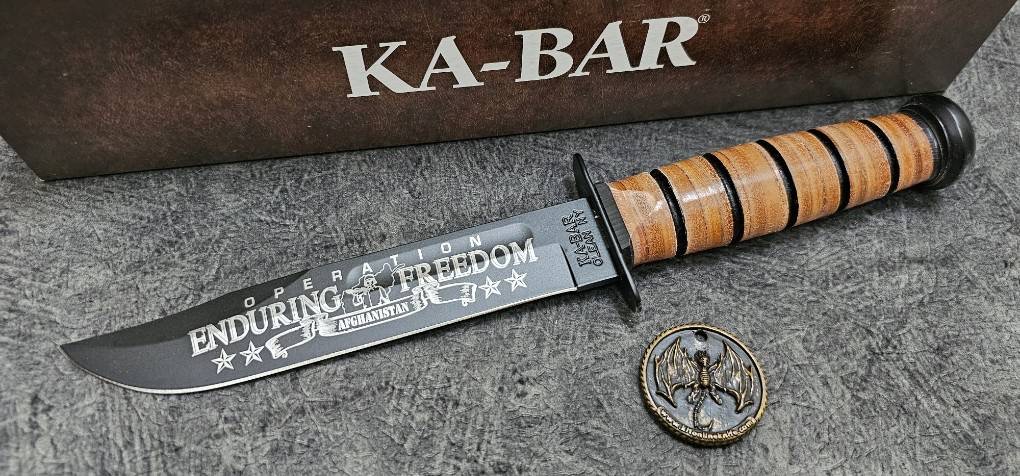Ka-Bar Bowie Full Size US ARMY Operation Enduring Freedom Knife (7" Black)