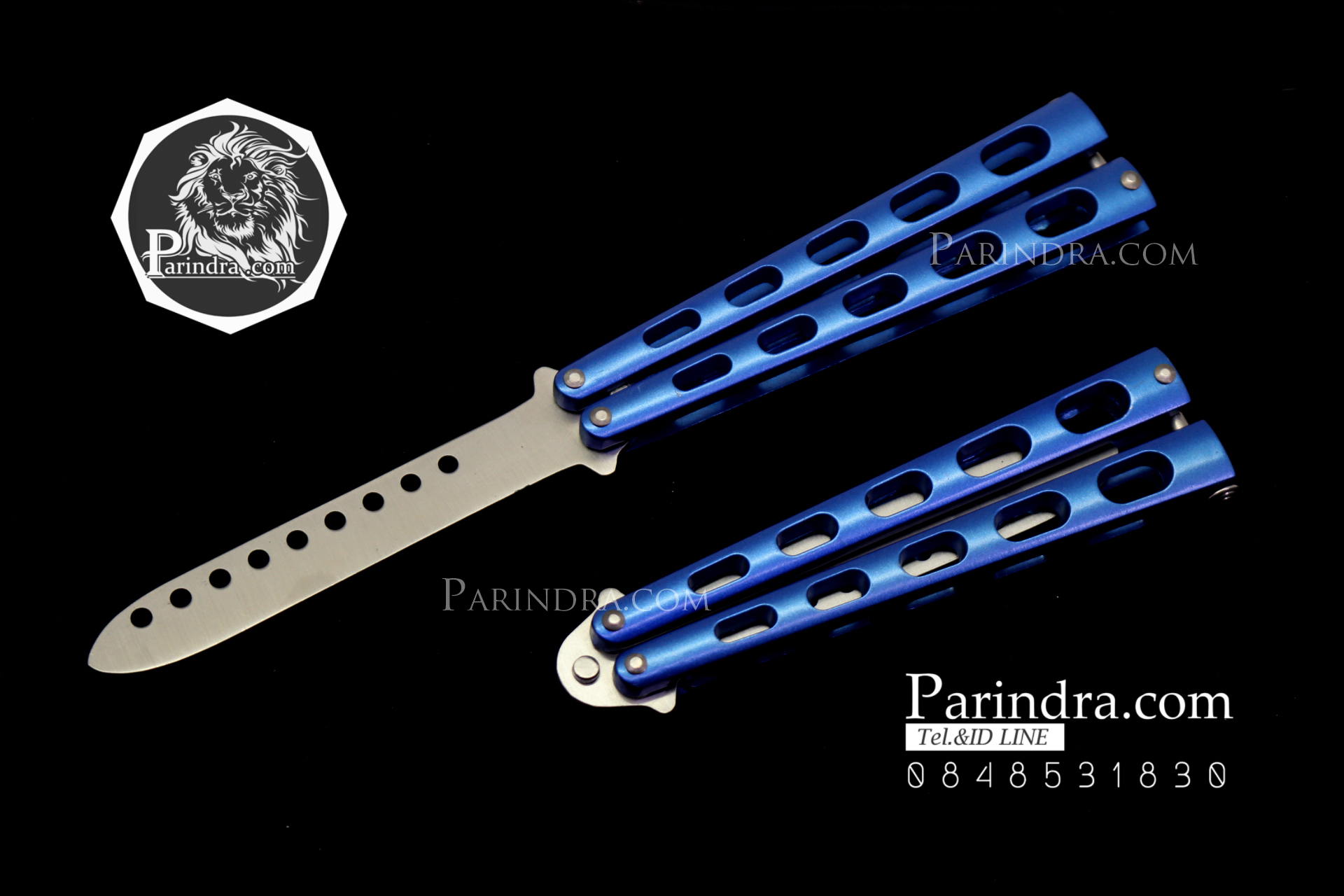 มีดบาลีซอง Balisong มีดควง มีดปีกผีเสื้อ ไม่มีคม สำหรับการฝึกควง สีฟ้าน้ำเงิน ขนาด 9 นิ้ว BLA013