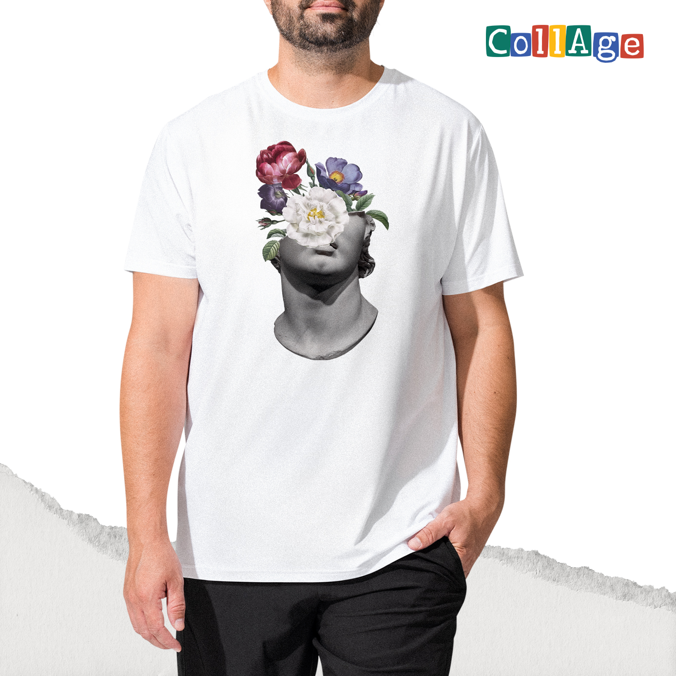 เสื้อยืดพิมพ์ลาย Collage COOL I รหัส CEA00467 สีขาว #เสื้อยืด #Collage