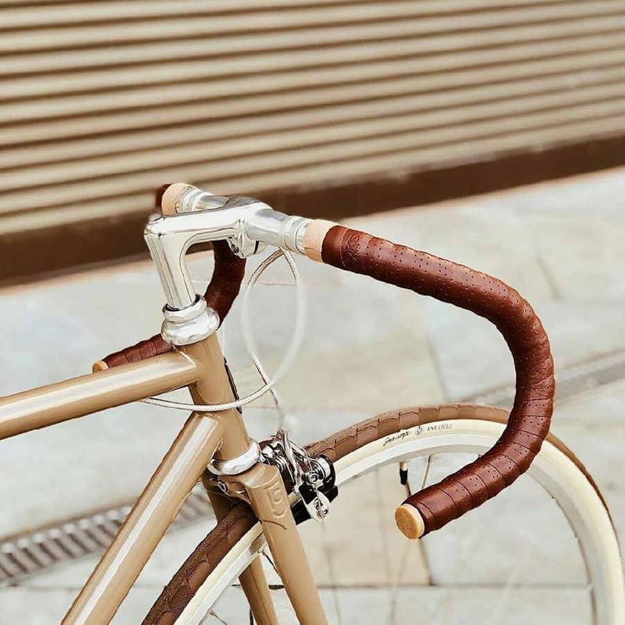 ผ้าพันแฮนด์หนังแท้ วินเทจ คลาสสิค เรโทร BROOKS England Leather Bar tape ดำ น้ำตาล