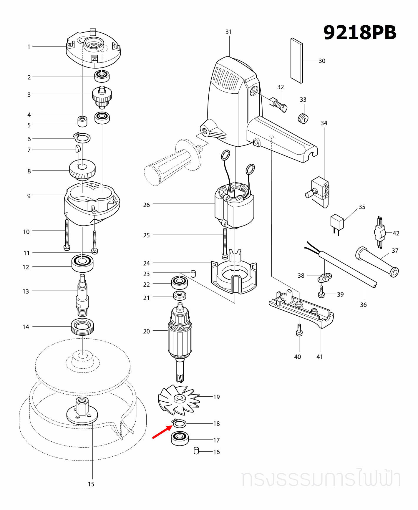 แหวนล็อค Maktec, Makita MT560, MT583, MT811, MT813, MT817, MT910 , MT940, MT941, MT958, 4100NB, M8103 (ใช้ได้กับหลายรุ่น) (ห่อ=10ตัว #12)